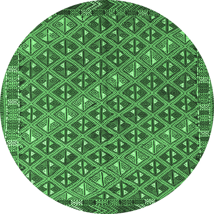 Round Oriental Emerald Green Traditional Rug, con872emgrn