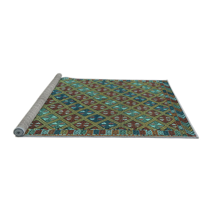 Sideview of Machine Washable Oriental Light Blue Traditional Rug, wshcon872lblu