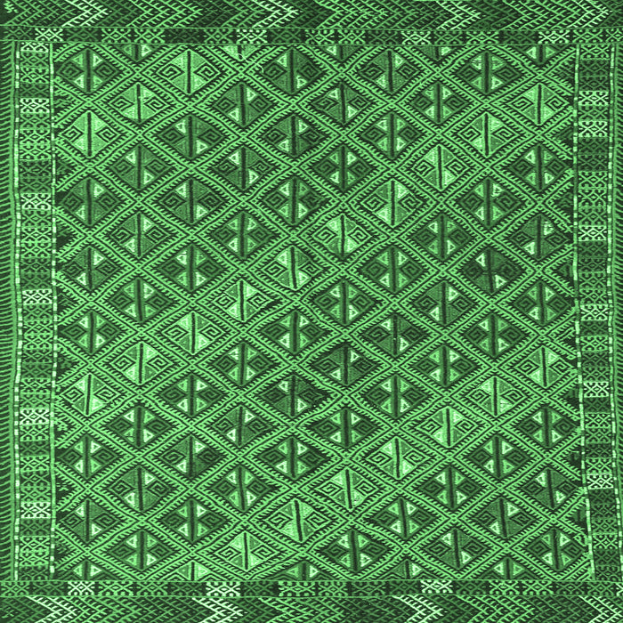 Square Machine Washable Oriental Emerald Green Traditional Area Rugs, wshcon872emgrn