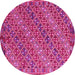 Round Machine Washable Oriental Pink Traditional Rug, wshcon872pnk