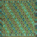 Square Machine Washable Oriental Turquoise Traditional Area Rugs, wshcon872turq