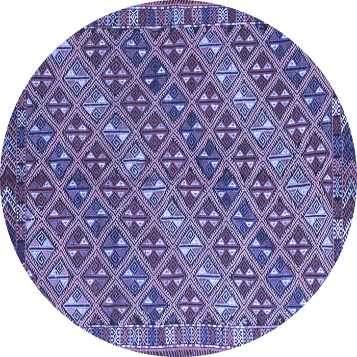 Round Machine Washable Oriental Blue Traditional Rug, wshcon872blu