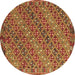 Round Machine Washable Oriental Brown Traditional Rug, wshcon872brn