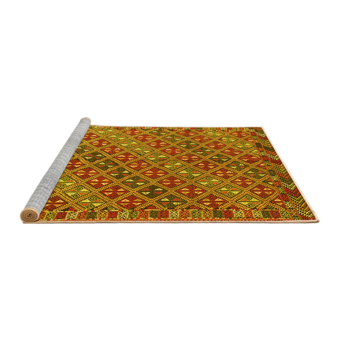 Sideview of Machine Washable Oriental Yellow Traditional Rug, wshcon872yw