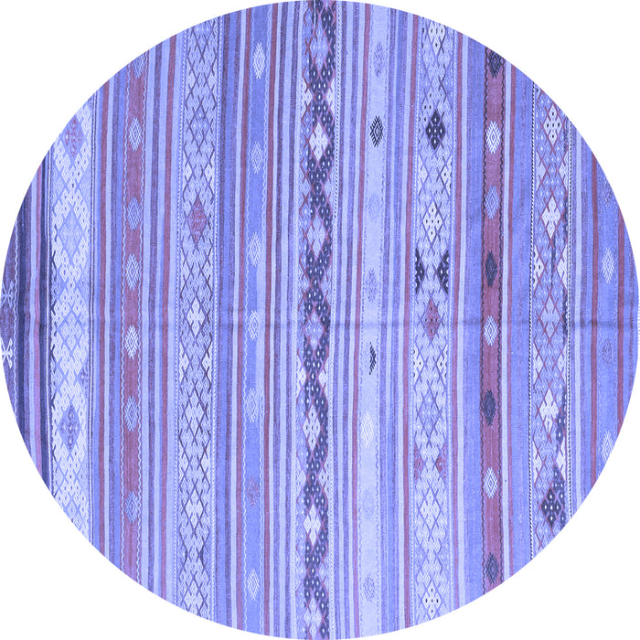 Round Machine Washable Southwestern Blue Country Rug, wshcon873blu