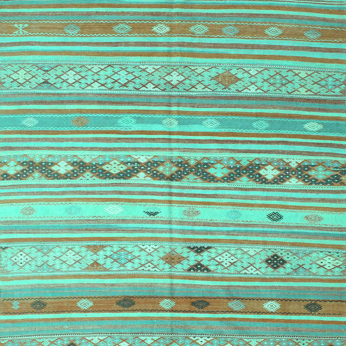 Machine Washable Southwestern Turquoise Country Area Rugs, wshcon873turq