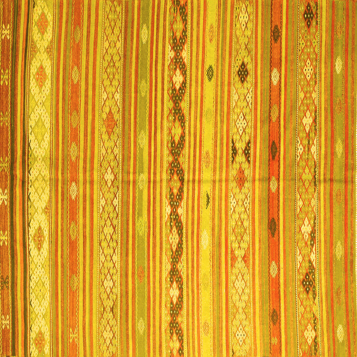 Square Machine Washable Southwestern Yellow Country Rug, wshcon873yw