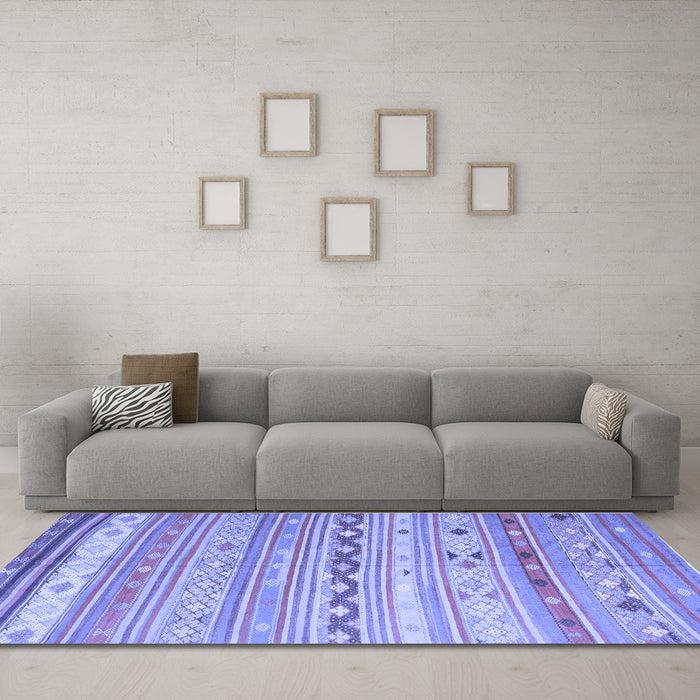Machine Washable Southwestern Blue Country Rug in a Living Room, wshcon873blu