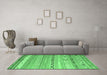 Machine Washable Southwestern Emerald Green Country Area Rugs in a Living Room,, wshcon873emgrn