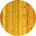 Round Machine Washable Southwestern Yellow Country Rug, wshcon873yw