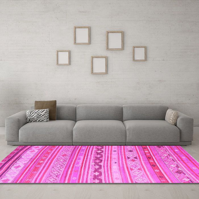 Machine Washable Southwestern Pink Country Rug in a Living Room, wshcon873pnk