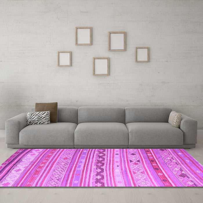 Machine Washable Southwestern Purple Country Area Rugs in a Living Room, wshcon873pur