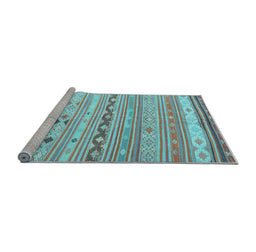 Sideview of Machine Washable Southwestern Light Blue Country Rug, wshcon873lblu