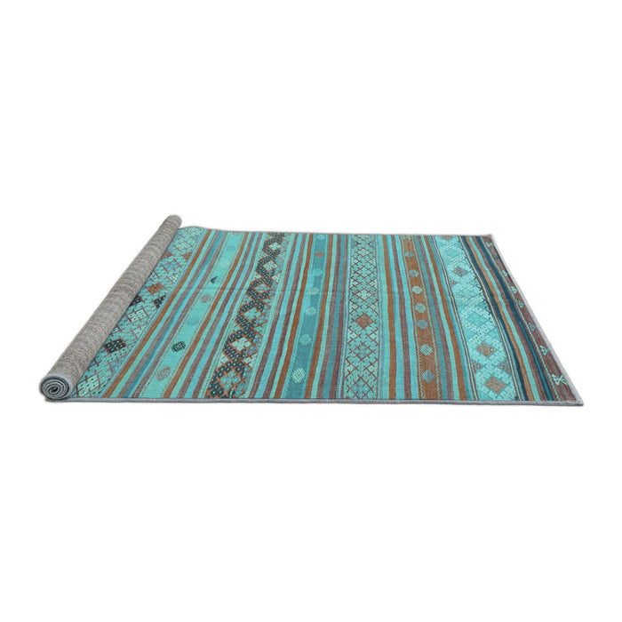 Sideview of Machine Washable Southwestern Light Blue Country Rug, wshcon873lblu