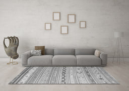 Machine Washable Southwestern Gray Country Rug in a Living Room,, wshcon873gry