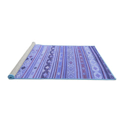 Sideview of Machine Washable Southwestern Blue Country Rug, wshcon873blu