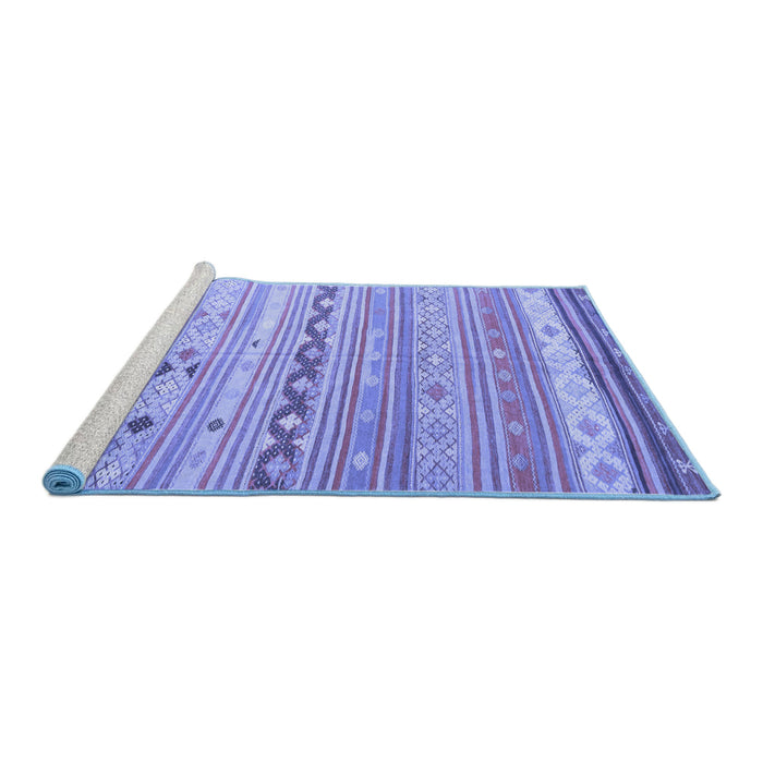 Sideview of Machine Washable Southwestern Blue Country Rug, wshcon873blu