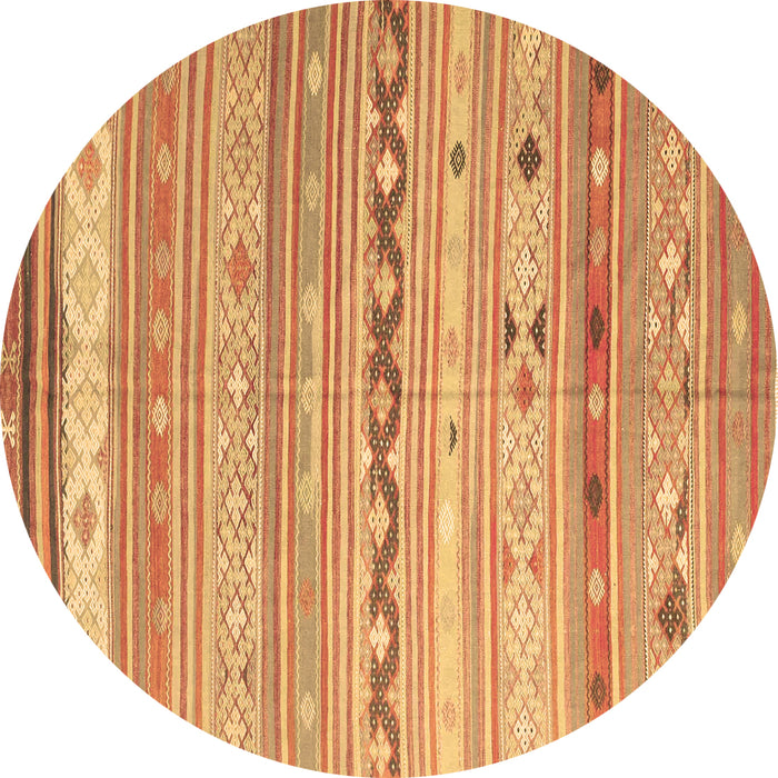 Round Machine Washable Southwestern Brown Country Rug, wshcon873brn
