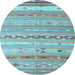 Round Southwestern Light Blue Country Rug, con873lblu