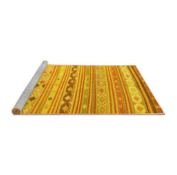 Sideview of Machine Washable Southwestern Yellow Country Rug, wshcon873yw