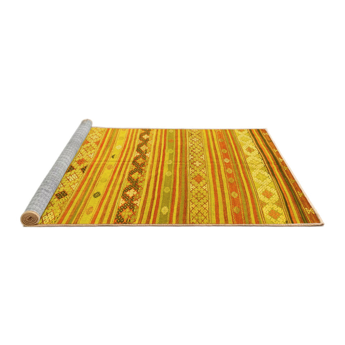 Sideview of Machine Washable Southwestern Yellow Country Rug, wshcon873yw