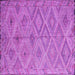 Square Machine Washable Southwestern Purple Country Area Rugs, wshcon874pur