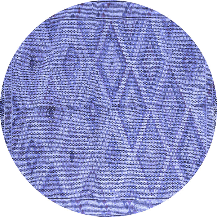 Round Machine Washable Southwestern Blue Country Rug, wshcon874blu