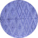 Round Machine Washable Southwestern Blue Country Rug, wshcon874blu