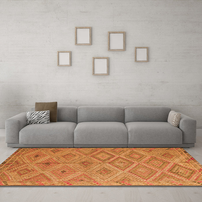 Machine Washable Southwestern Orange Country Area Rugs in a Living Room, wshcon874org