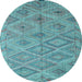 Round Southwestern Light Blue Country Rug, con874lblu