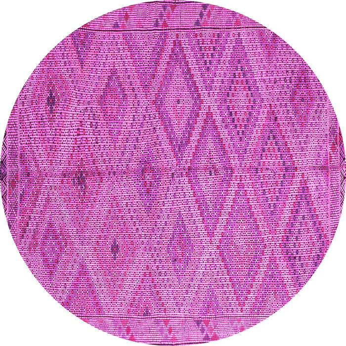 Round Machine Washable Southwestern Pink Country Rug, wshcon874pnk
