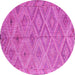 Round Machine Washable Southwestern Pink Country Rug, wshcon874pnk