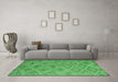 Machine Washable Southwestern Emerald Green Country Area Rugs in a Living Room,, wshcon874emgrn