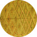 Round Southwestern Yellow Country Rug, con874yw