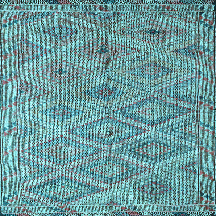 Square Southwestern Light Blue Country Rug, con874lblu