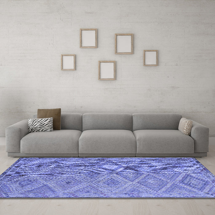 Machine Washable Southwestern Blue Country Rug in a Living Room, wshcon874blu