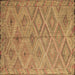 Square Machine Washable Southwestern Brown Country Rug, wshcon874brn