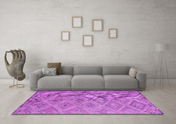 Machine Washable Southwestern Purple Country Area Rugs in a Living Room, wshcon874pur