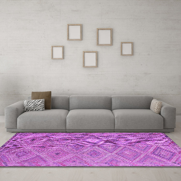 Machine Washable Southwestern Purple Country Area Rugs in a Living Room, wshcon874pur