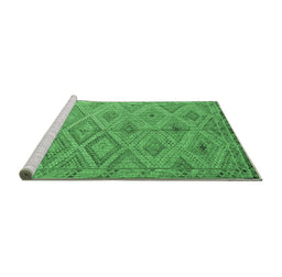 Sideview of Machine Washable Southwestern Emerald Green Country Area Rugs, wshcon874emgrn