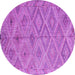 Round Machine Washable Southwestern Purple Country Area Rugs, wshcon874pur