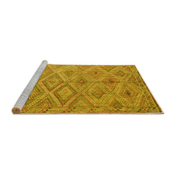 Sideview of Machine Washable Southwestern Yellow Country Rug, wshcon874yw