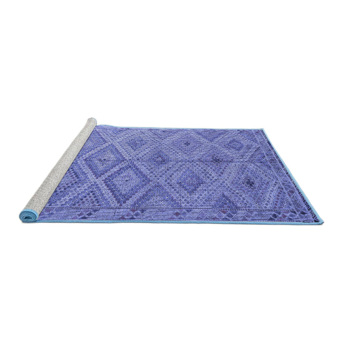 Sideview of Machine Washable Southwestern Blue Country Rug, wshcon874blu
