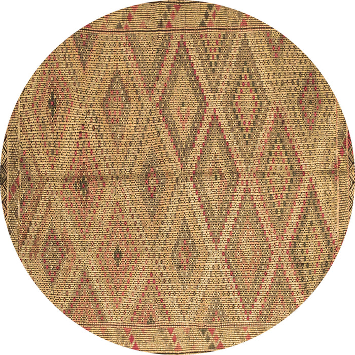 Round Southwestern Brown Country Rug, con874brn
