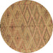 Round Southwestern Brown Country Rug, con874brn