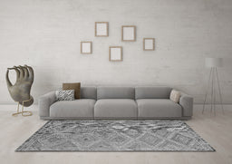 Machine Washable Southwestern Gray Country Rug in a Living Room,, wshcon874gry