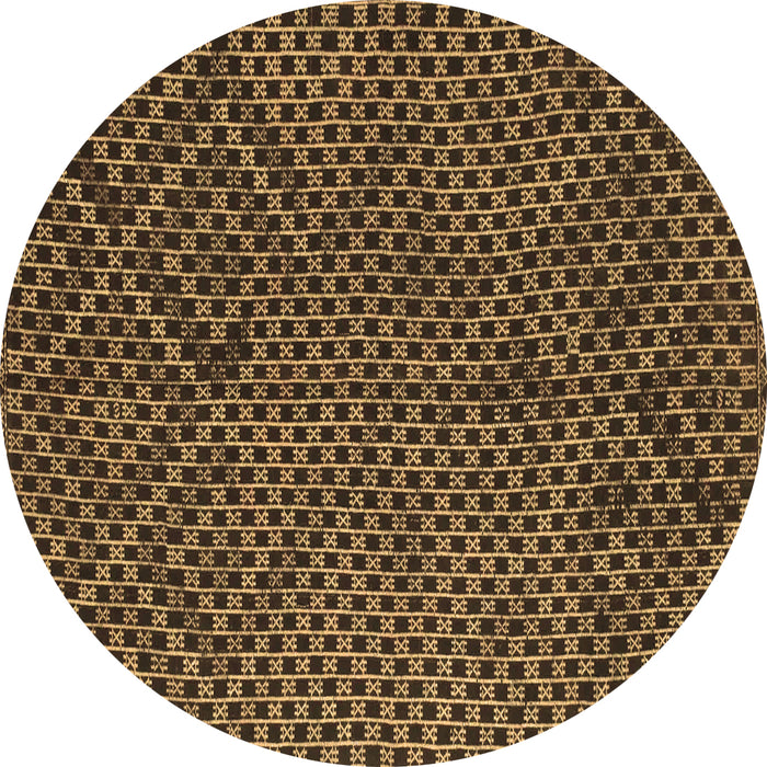Round Abstract Brown Contemporary Rug, con875brn