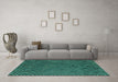 Machine Washable Abstract Turquoise Contemporary Area Rugs in a Living Room,, wshcon875turq