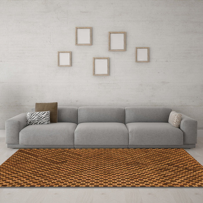 Machine Washable Abstract Orange Contemporary Area Rugs in a Living Room, wshcon875org