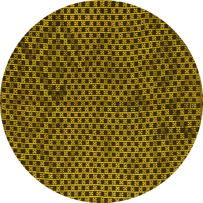 Round Abstract Yellow Contemporary Rug, con875yw